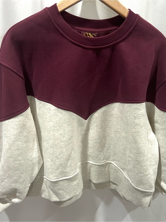 SSYS Tops - LN Myla Colorblock Burgandy and Heathered Gray Pullover Sweatshirt